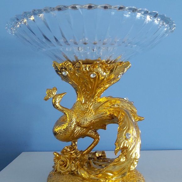 Decorated Peacock Bowl Gold - Picture 1 of 2